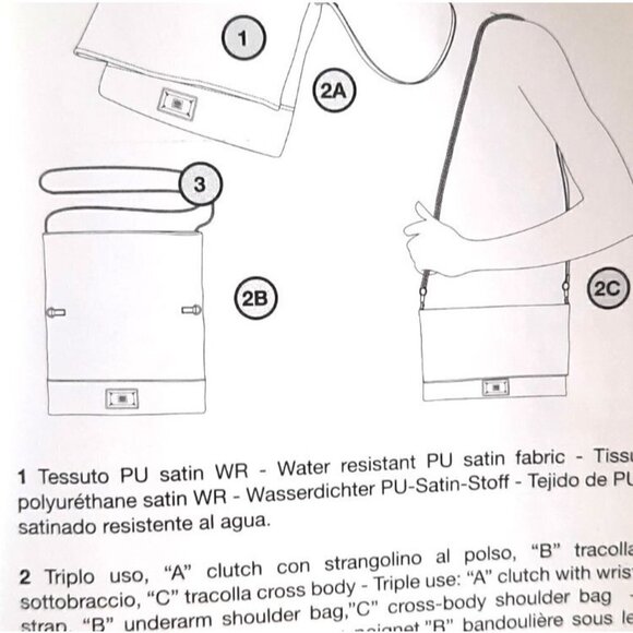 Geox Three Way Convertible Clutch Fold Over Shoulder Crossbody Bag - Black - Picture 5 of 15